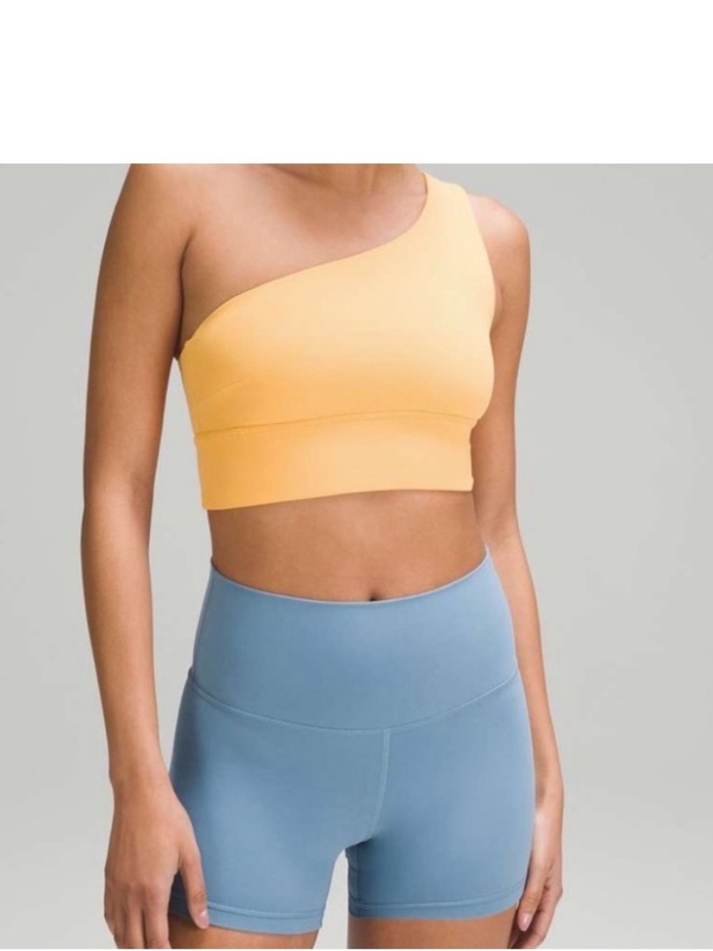 Lululemon One-Shoulder Crop Sports Bra in orange/yellow NWOT